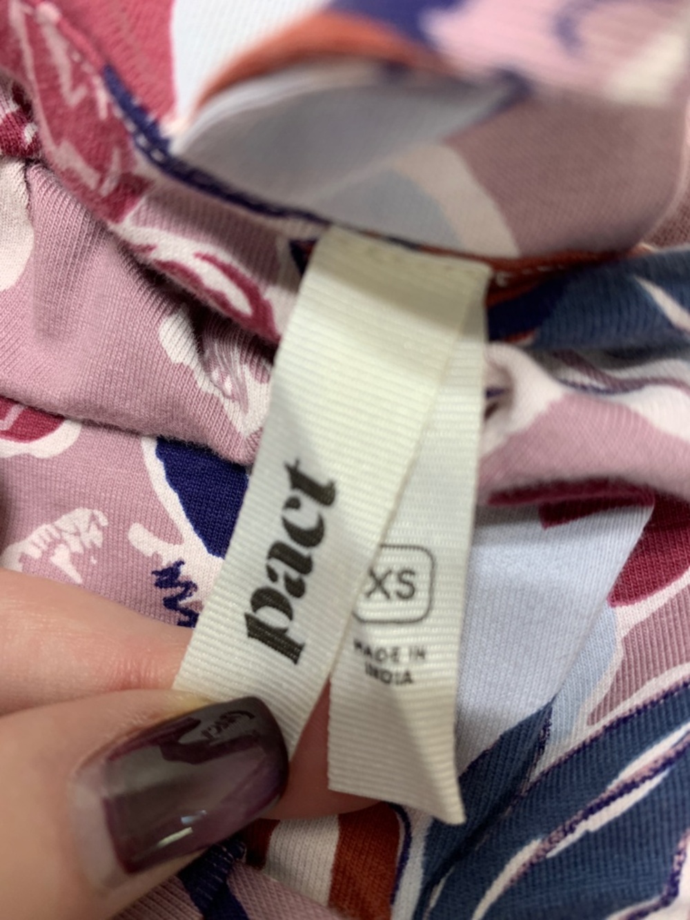 Pact Fit & Flare Gathered Halter Dress in Fresh Flora Lavender Haze Sz XS - Picture 11 of 15